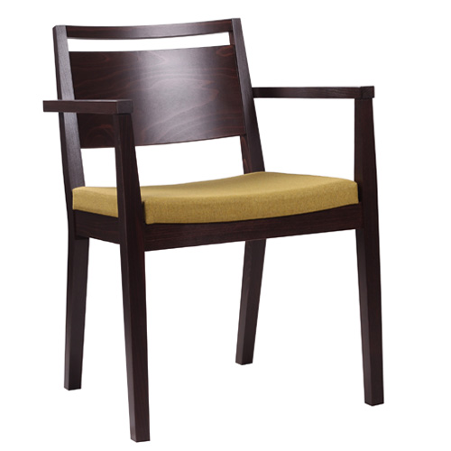 Dřevěné čalouněné židle s loketní opěrkou