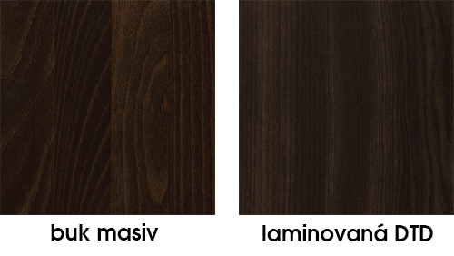 Buk masiv a laminovaná DTD v barvě tmavý ořech