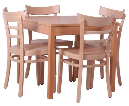 Dřevěné stoly a židle do restaurace.