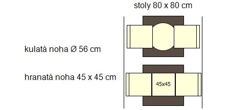 Nohy stolu ROMA 56 cm a stůl s deskou 80 x 80 cm