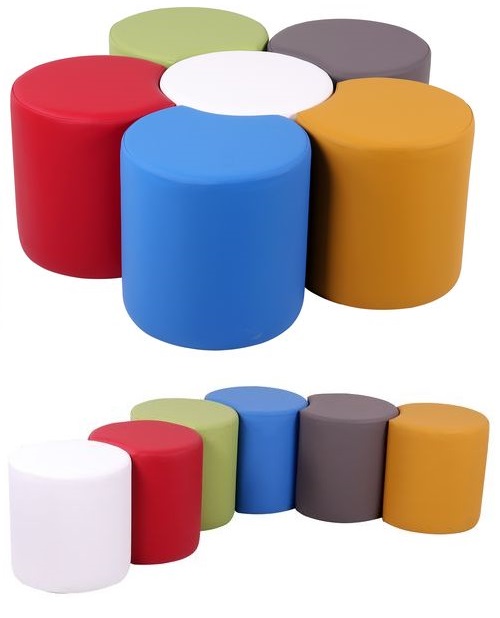 Čalouněné taburety pro kominaci s jinými segemnty řady ROSA. Taburety ROSA K kruhový segment