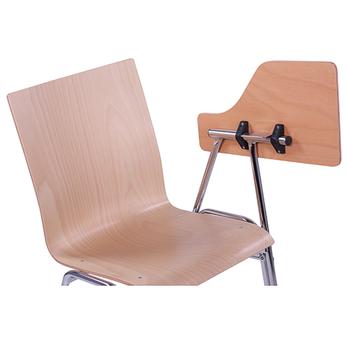 Kovové seminární židle s psací podložkou.