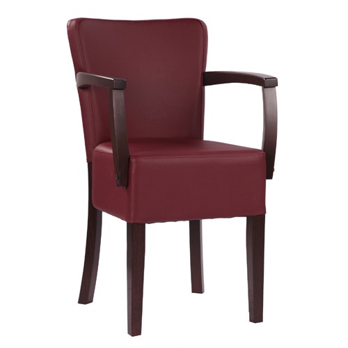 Dřevěná čalouněná židle s loketní podpěrkou