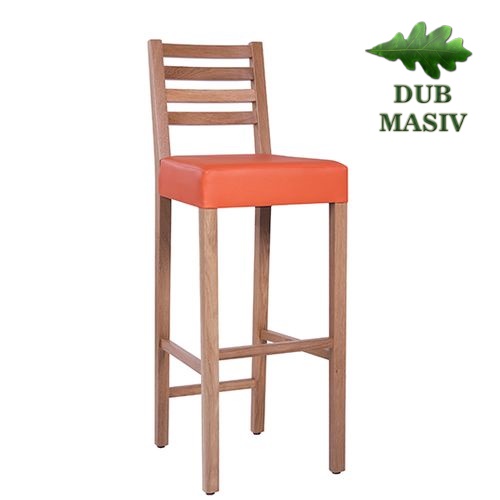 Dubové barové židle s čalouněným sedákem