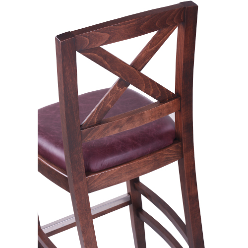 Dřevěné barové židle s dřevěným opěradlem kříž v opěradle