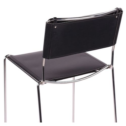 Kovové barové židle s koženým sedákem a opěrkou