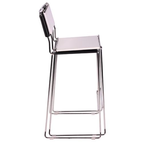 Kovové barové židle s koženým sedákem a opěrkou