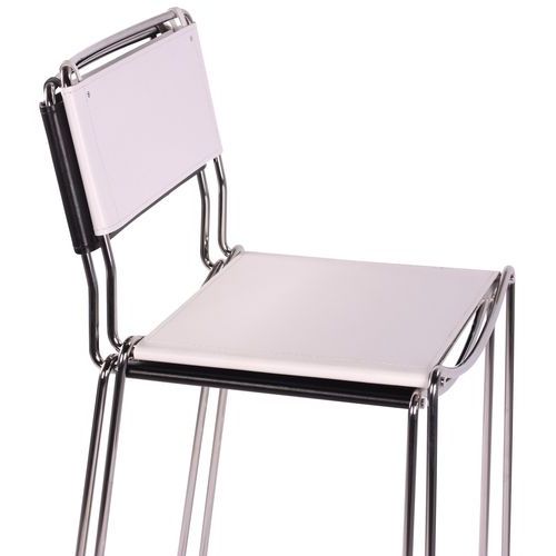 Kovové barové židle s koženým sedákem a opěrkou