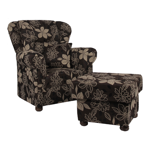 Čalouněné křeslo a taburet